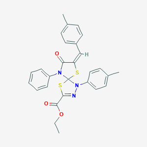 molecular formula C28H25N3O3S2 B283071 Ethyl 7-(4-methylbenzylidene)-1-(4-methylphenyl)-8-oxo-9-phenyl-4,6-dithia-1,2,9-triazaspiro[4.4]non-2-ene-3-carboxylate 