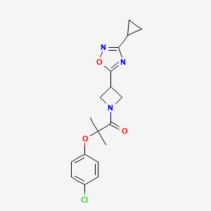 molecular formula C18H20ClN3O3 B2830712 2-(4-氯苯氧基)-1-(3-(3-环丙基-1,2,4-噁二唑-5-基)氮杂环丁烷-1-基)-2-甲基丙酮 CAS No. 1351616-41-5