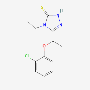 molecular formula C12H14ClN3OS B2830713 5-[1-(2-chlorophenoxy)ethyl]-4-ethyl-4H-1,2,4-triazole-3-thiol CAS No. 588673-93-2