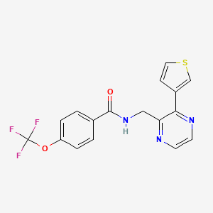 molecular formula C17H12F3N3O2S B2830723 N-((3-(thiophen-3-yl)pyrazin-2-yl)methyl)-4-(trifluoromethoxy)benzamide CAS No. 2034392-44-2