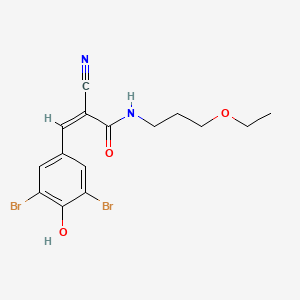 molecular formula C15H16Br2N2O3 B2830726 (Z)-2-Cyano-3-(3,5-dibromo-4-hydroxyphenyl)-N-(3-ethoxypropyl)prop-2-enamide CAS No. 732266-63-6