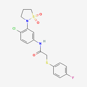 N-(4-chloro-3-(1,1-dioxidoisothiazolidin-2-yl)phenyl)-2-((4-fluorophenyl)thio)acetamide