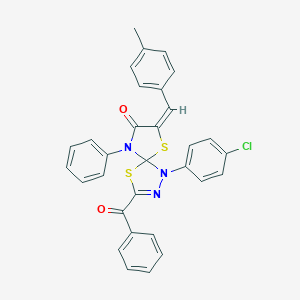 molecular formula C31H22ClN3O2S2 B283073 3-Benzoyl-1-(4-chlorophenyl)-7-(4-methylbenzylidene)-9-phenyl-4,6-dithia-1,2,9-triazaspiro[4.4]non-2-en-8-one 
