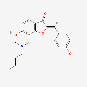 molecular formula C22H25NO4 B2830733 (Z)-7-((丁基(甲基)氨基)甲基)-6-羟基-2-(4-甲氧基苯甲亚甲基)苯并呋喃-3(2H)-酮 CAS No. 896852-62-3