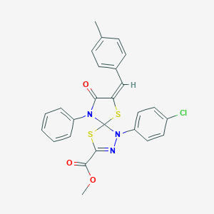 molecular formula C26H20ClN3O3S2 B283076 Methyl 1-(4-chlorophenyl)-7-(4-methylbenzylidene)-8-oxo-9-phenyl-4,6-dithia-1,2,9-triazaspiro[4.4]non-2-ene-3-carboxylate 