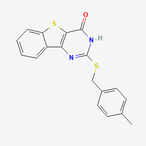 molecular formula C18H14N2OS2 B2830762 2-[(4-Methylbenzyl)sulfanyl][1]benzothieno[3,2-d]pyrimidin-4-ol CAS No. 478029-82-2