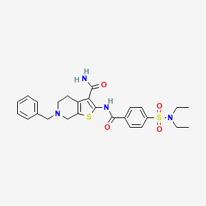 molecular formula C26H30N4O4S2 B2830769 6-benzyl-2-[[4-(diethylsulfamoyl)benzoyl]amino]-5,7-dihydro-4H-thieno[2,3-c]pyridine-3-carboxamide CAS No. 524691-71-2