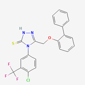 molecular formula C22H15ClF3N3OS B2830777 4-[4-chloro-3-(trifluoromethyl)phenyl]-5-(2-phenylphenoxymethyl)-4H-1,2,4-triazole-3-thiol CAS No. 723333-51-5