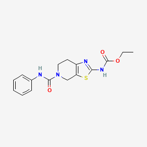 molecular formula C16H18N4O3S B2830778 Ethyl (5-(phenylcarbamoyl)-4,5,6,7-tetrahydrothiazolo[5,4-c]pyridin-2-yl)carbamate CAS No. 1351634-57-5