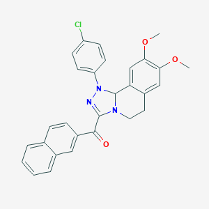molecular formula C29H24ClN3O3 B283078 [1-(4-Chlorophenyl)-8,9-dimethoxy-1,5,6,10b-tetrahydro[1,2,4]triazolo[3,4-a]isoquinolin-3-yl](2-naphthyl)methanone 