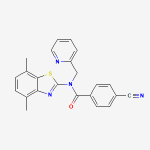 molecular formula C23H18N4OS B2830791 4-cyano-N-(4,7-dimethylbenzo[d]thiazol-2-yl)-N-(pyridin-2-ylmethyl)benzamide CAS No. 899736-05-1