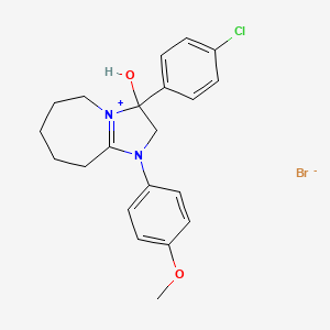 molecular formula C21H24BrClN2O2 B2830797 3-(4-chlorophenyl)-3-hydroxy-1-(4-methoxyphenyl)-3,5,6,7,8,9-hexahydro-2H-imidazo[1,2-a]azepin-1-ium bromide CAS No. 1104733-60-9