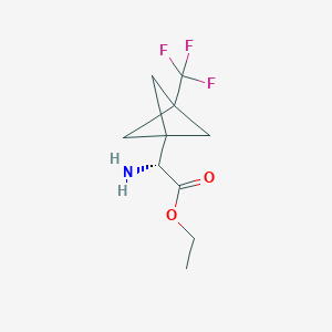 molecular formula C10H14F3NO2 B2830799 Ethyl (2R)-2-amino-2-[3-(trifluoromethyl)-1-bicyclo[1.1.1]pentanyl]acetate CAS No. 2248176-28-3