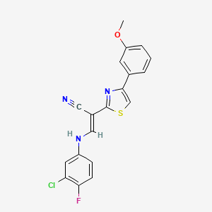 (E)-3-((3-chloro-4-fluorophenyl)amino)-2-(4-(3-methoxyphenyl)thiazol-2-yl)acrylonitrile