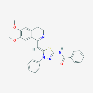 molecular formula C27H24N4O3S B283081 N-{5-[(6,7-dimethoxy-3,4-dihydro-1-isoquinolinyl)methylene]-4-phenyl-4,5-dihydro-1,3,4-thiadiazol-2-yl}benzamide 