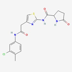 N-(4-(2-((3-chloro-4-methylphenyl)amino)-2-oxoethyl)thiazol-2-yl)-5-oxopyrrolidine-2-carboxamide