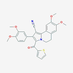 molecular formula C28H24N2O5S B283083 2-(3,4-Dimethoxyphenyl)-8,9-dimethoxy-3-(thien-2-ylcarbonyl)-5,6-dihydropyrrolo[2,1-a]isoquinoline-1-carbonitrile 