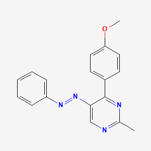 molecular formula C18H16N4O B2830844 甲酸4-(2-甲基-5-(2-苯基重氮基)-4-嘧啶基)苯基醚 CAS No. 338414-45-2