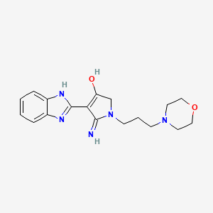 molecular formula C18H23N5O2 B2830845 5-amino-4-(1H-1,3-benzodiazol-2-yl)-1-[3-(morpholin-4-yl)propyl]-2,3-dihydro-1H-pyrrol-3-one CAS No. 459213-91-3