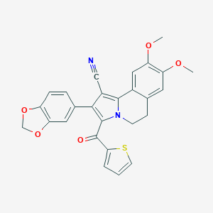 molecular formula C27H20N2O5S B283085 2-(1,3-Benzodioxol-5-yl)-8,9-dimethoxy-3-(thien-2-ylcarbonyl)-5,6-dihydropyrrolo[2,1-a]isoquinoline-1-carbonitrile 