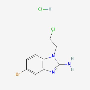 molecular formula C9H10BrCl2N3 B2830856 5-溴-1-(2-氯乙基)苯并咪唑-2-胺;盐酸盐 CAS No. 2460756-54-9