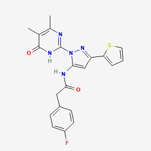 N-(1-(4,5-dimethyl-6-oxo-1,6-dihydropyrimidin-2-yl)-3-(thiophen-2-yl)-1H-pyrazol-5-yl)-2-(4-fluorophenyl)acetamide
