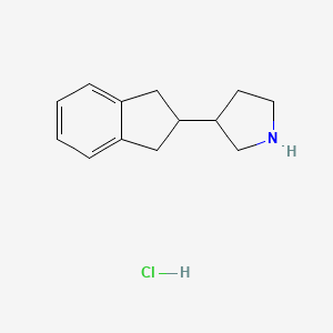 molecular formula C13H18ClN B2830875 3-(2,3-Dihydro-1H-inden-2-yl)pyrrolidine;hydrochloride CAS No. 2375260-50-5
