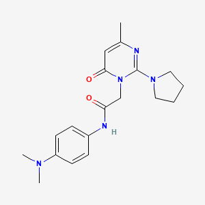 molecular formula C19H25N5O2 B2830884 N-[4-(二甲胺基)苯基]-2-(4-甲基-6-氧代-2-吡咯啉-1-基嘧啶-1(6H)-基)乙酰胺 CAS No. 1251710-94-7