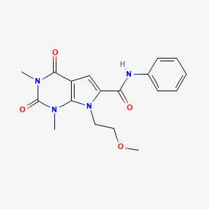 molecular formula C18H20N4O4 B2830885 7-(2-methoxyethyl)-1,3-dimethyl-2,4-dioxo-N-phenyl-2,3,4,7-tetrahydro-1H-pyrrolo[2,3-d]pyrimidine-6-carboxamide CAS No. 1021133-60-7