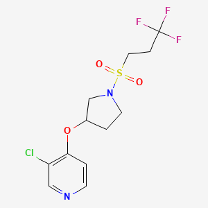 molecular formula C12H14ClF3N2O3S B2830886 3-Chloro-4-((1-((3,3,3-trifluoropropyl)sulfonyl)pyrrolidin-3-yl)oxy)pyridine CAS No. 2034393-62-7