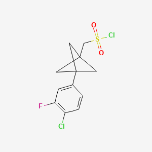 [3-(4-Chloro-3-fluorophenyl)-1-bicyclo[1.1.1]pentanyl]methanesulfonyl chloride