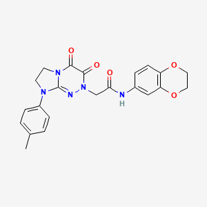 molecular formula C22H21N5O5 B2830901 N-(2,3-dihydrobenzo[b][1,4]dioxin-6-yl)-2-(3,4-dioxo-8-(p-tolyl)-3,4,7,8-tetrahydroimidazo[2,1-c][1,2,4]triazin-2(6H)-yl)acetamide CAS No. 941960-41-4