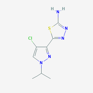 molecular formula C8H10ClN5S B2830908 5-(4-Chloro-1-propan-2-ylpyrazol-3-yl)-1,3,4-thiadiazol-2-amine CAS No. 1946823-66-0