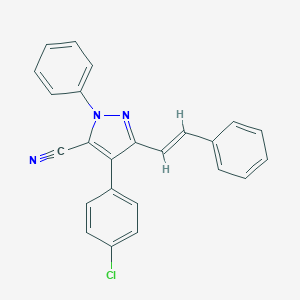 molecular formula C24H16ClN3 B283091 4-(4-chlorophenyl)-1-phenyl-3-(2-phenylvinyl)-1H-pyrazole-5-carbonitrile 