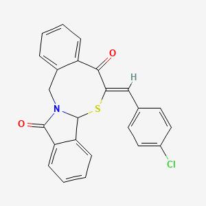 molecular formula C24H16ClNO2S B2830924 (10Z)-10-[(4-chlorophenyl)methylidene]-11-thia-1-azatetracyclo[10.7.0.0^{3,8}.0^{13,18}]nonadeca-3(8),4,6,13(18),14,16-hexaene-9,19-dione CAS No. 866008-70-0