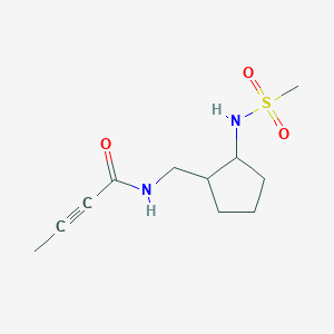 molecular formula C11H18N2O3S B2830931 N-[[2-(Methanesulfonamido)cyclopentyl]methyl]but-2-ynamide CAS No. 2411256-40-9