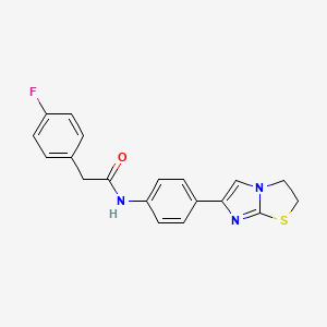 molecular formula C19H16FN3OS B2830937 N-(4-(2,3-dihydroimidazo[2,1-b]thiazol-6-yl)phenyl)-2-(4-fluorophenyl)acetamide CAS No. 893993-68-5