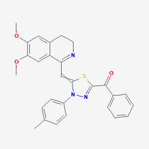 molecular formula C28H25N3O3S B283094 [5-[(6,7-Dimethoxy-3,4-dihydro-1-isoquinolinyl)methylene]-4-(4-methylphenyl)-4,5-dihydro-1,3,4-thiadiazol-2-yl](phenyl)methanone 