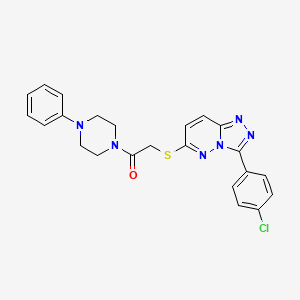 molecular formula C23H21ClN6OS B2830951 2-((3-(4-Chlorophenyl)-[1,2,4]triazolo[4,3-b]pyridazin-6-yl)thio)-1-(4-phenylpiperazin-1-yl)ethanone CAS No. 852373-05-8