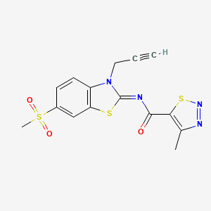 molecular formula C15H12N4O3S3 B2830952 (Z)-4-methyl-N-(6-(methylsulfonyl)-3-(prop-2-yn-1-yl)benzo[d]thiazol-2(3H)-ylidene)-1,2,3-thiadiazole-5-carboxamide CAS No. 1173562-73-6