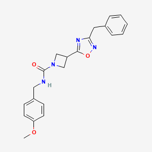 molecular formula C21H22N4O3 B2830959 3-(3-benzyl-1,2,4-oxadiazol-5-yl)-N-(4-methoxybenzyl)azetidine-1-carboxamide CAS No. 1351597-04-0