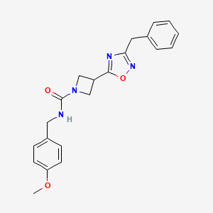 molecular formula C21H22N4O3 B2830959 3-(3-benzyl-1,2,4-oxadiazol-5-yl)-N-[(4-methoxyphenyl)methyl]azetidine-1-carboxamide CAS No. 1351597-04-0