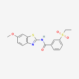 molecular formula C17H16N2O4S2 B2830968 3-(ethylsulfonyl)-N-(6-methoxybenzo[d]thiazol-2-yl)benzamide CAS No. 886916-27-4