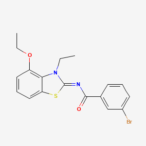 molecular formula C18H17BrN2O2S B2830970 3-bromo-N-(4-ethoxy-3-ethyl-1,3-benzothiazol-2-ylidene)benzamide CAS No. 864925-43-9