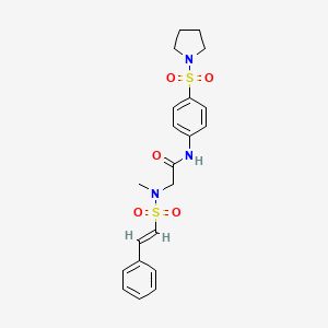 molecular formula C21H25N3O5S2 B2830978 2-[methyl-[(E)-2-phenylethenyl]sulfonylamino]-N-(4-pyrrolidin-1-ylsulfonylphenyl)acetamide CAS No. 872020-67-2