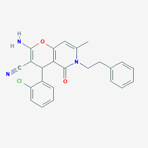2-amino-4-(2-chlorophenyl)-7-methyl-5-oxo-6-(2-phenylethyl)-5,6-dihydro-4H-pyrano[3,2-c]pyridine-3-carbonitrile