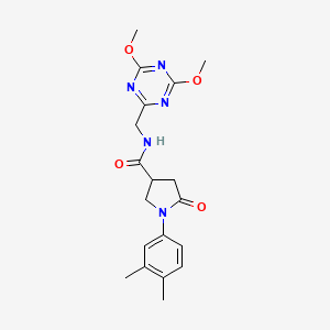 N-((4,6-dimethoxy-1,3,5-triazin-2-yl)methyl)-1-(3,4-dimethylphenyl)-5-oxopyrrolidine-3-carboxamide