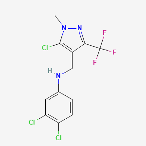 molecular formula C12H9Cl3F3N3 B2831009 N-{[5-氯-1-甲基-3-(三氟甲基)-1H-嘧啶-4-基]甲基}-N-(3,4-二氯苯基)胺 CAS No. 956368-60-8