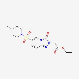 molecular formula C16H22N4O5S B2831016 ethyl [6-[(4-methylpiperidin-1-yl)sulfonyl]-3-oxo[1,2,4]triazolo[4,3-a]pyridin-2(3H)-yl]acetate CAS No. 1251626-83-1