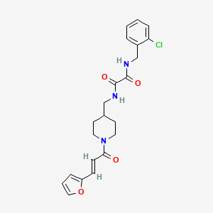 molecular formula C22H24ClN3O4 B2831022 (E)-N1-(2-chlorobenzyl)-N2-((1-(3-(furan-2-yl)acryloyl)piperidin-4-yl)methyl)oxalamide CAS No. 1235710-62-9